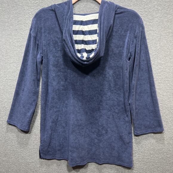 Polo Ralph Lauren Hooded Terry Sweatshirt Stretch Blue Womens Size M 8/10 - Picture 4 of 12